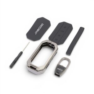 Black Leather & Chrome Key Cover for Jaecoo