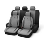 Goksu Design 8piece Fabric with PVC Leather Trim Seat Cover Set (Grey)