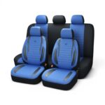 Goksu Design 8piece Fabric with PVC Leather Trim Seat Cover Set (Blue)