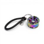 Keyring with Anodized Alloy Wheel & Leather Strap