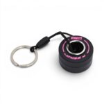Keyring with Rubber Tyre and Pink Pirelli Logo