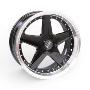 17" TWC478 4/100 & 5/100 Gloss Black Machine Lip With Rivets Alloy Wheels