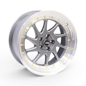 17" TWC496 5/100 Gunmetal Machine Lip With Gold Rivets Alloy Wheels