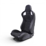 Suede Black with White Stitch Reclinable Racing Seats (pair)