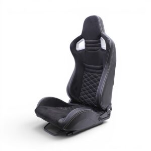 Suede Black with White Stitch Reclinable Racing Seats (pair)