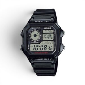 Casio AE-1200WH-1AVDF World Time Digital Black Resin Watch