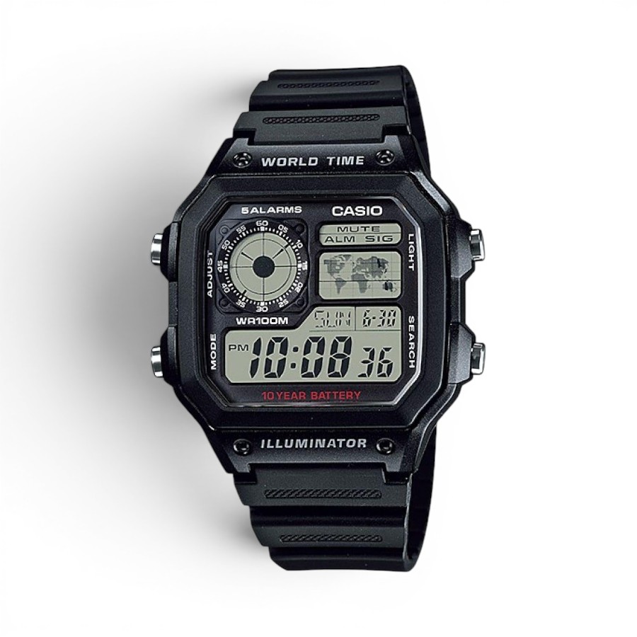 AE-1200WH-1AVDF Casio AE-1200WH-1AVDF World Time Digital Black Resin Watch - Image 1