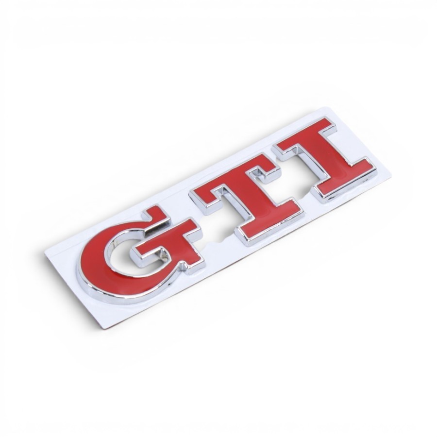 GTI 9 85x22mm GTI Bootlide Badge - Red & Chrome - 85x22mm - Image 1