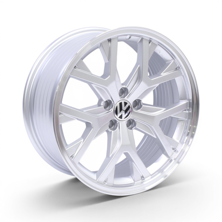 M8930 17" M8930 5/100 Silver Polished Lip Alloy Wheels - Image 1
