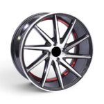 17" M9212 4/100 Black Machine Face With Red Undercut Alloy Wheels