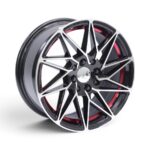 15" M9201 4/100 & 4/114 Black Machine Face with Red Undercut Alloy Wheels