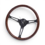 GripForge Woodgrain Steering with Slit Black Spokes - 380mm