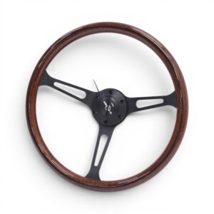 GripForge Woodgrain Steering with Slit Black Spokes - 380mm