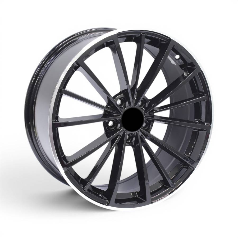 5937 19 19" QS-5937 5x112 Black with Polished Lip Alloy Wheels - Image 1
