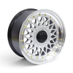 17" NDT-837 4x100 & 4x114 Hyper Silver with Gold Rivets Alloy Wheels