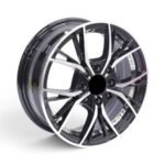 14" ZM-8826 4X100 & 4X114 Black Machine Face with Silver Undercut Alloy Wheels