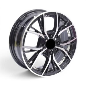 14" ZM-8826 4X100 & 4X114 Black Machine Face with Silver Undercut Alloy Wheels
