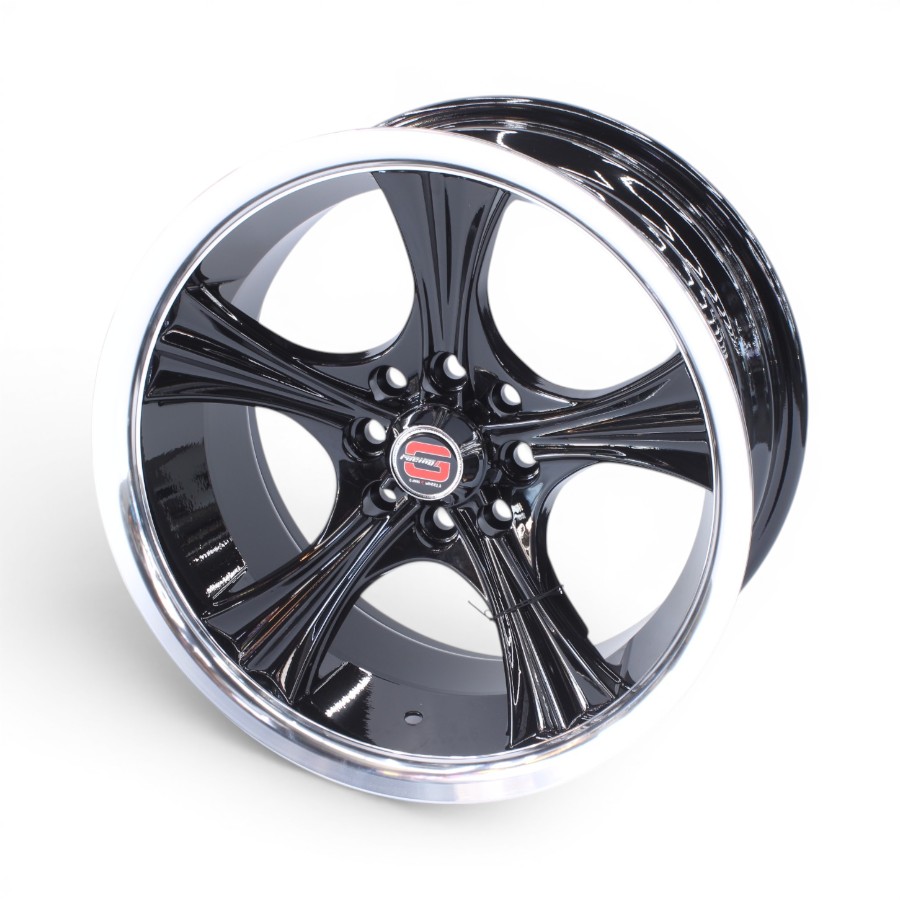 GR5565 15" GR-5565 4x100 & 4x108 Gloss Black Machine Lip Alloy Wheels - Image 1