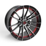 15" G-5069 Life 4x100 & 4x114 Black Machine Face with Red Undercut Alloy Wheels