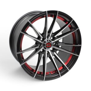 15" G-5069 Life 4x100 & 4x114 Black Machine Face with Red Undercut Alloy Wheels
