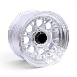 15" M8947 4x100 & 4x108 Silver Polished Lip with Rivets Alloy Wheels