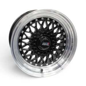 15" M9330 4x100 & 4x108 Black Machine Lip with Rivets Alloy Wheels