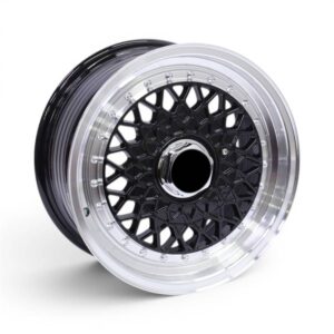 15" NDT-442 4x100 & 4x114 Black with Silver Lip & Rivets Alloy Wheels