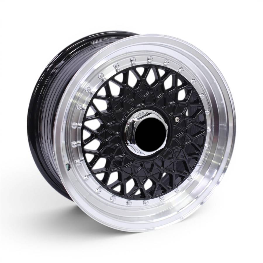 OYA442 BLK 15" NDT-442 4x100 & 4x114 Black with Silver Lip & Rivets Alloy Wheels - Image 1