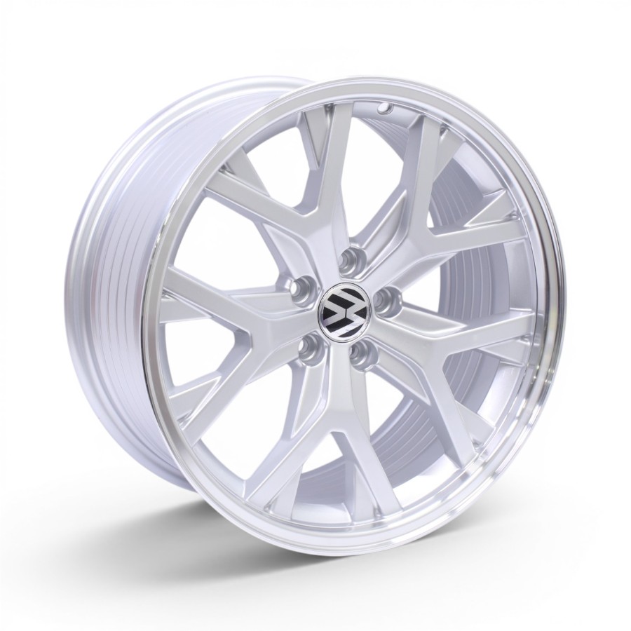 M8956 17" M8956 5x100 Silver with Polished Lip Alloy Wheels - Image 1