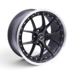 18" VLF906 5x112 Matte Black with Rivets & Silver Lip Alloy Wheels