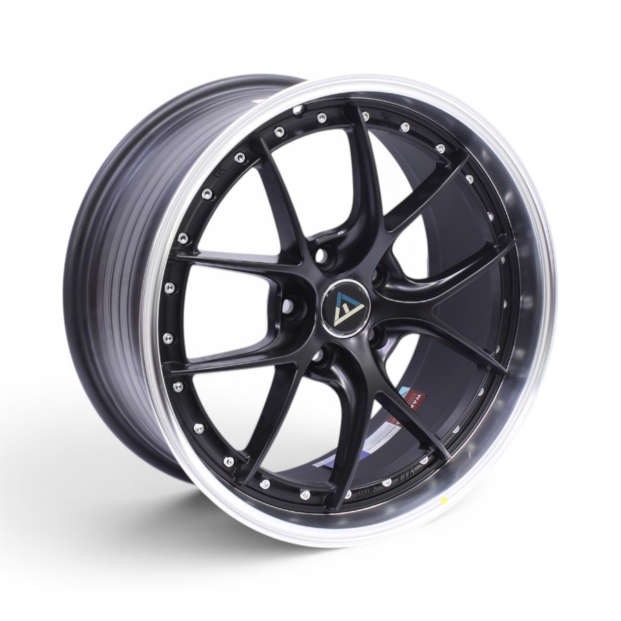 M9379 18" VLF906 5x112 Matte Black with Rivets & Silver Lip Alloy Wheels - Image 1