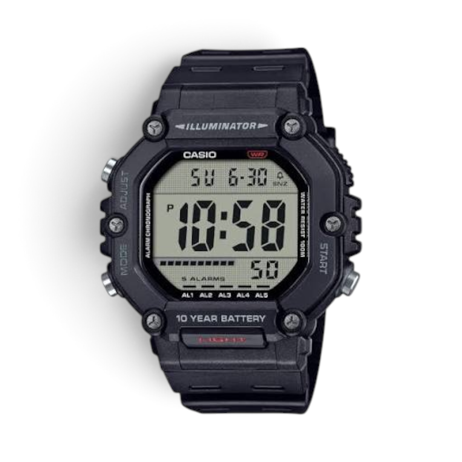 AE-1600H-1AVDF Casio AE-1600H-1AVDF Standard Digital Watch With Black Resin Strap - Image 1