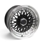 15" GT490 4x100 & 4x108 Black with Machine Lip and Rivets Alloy Wheels