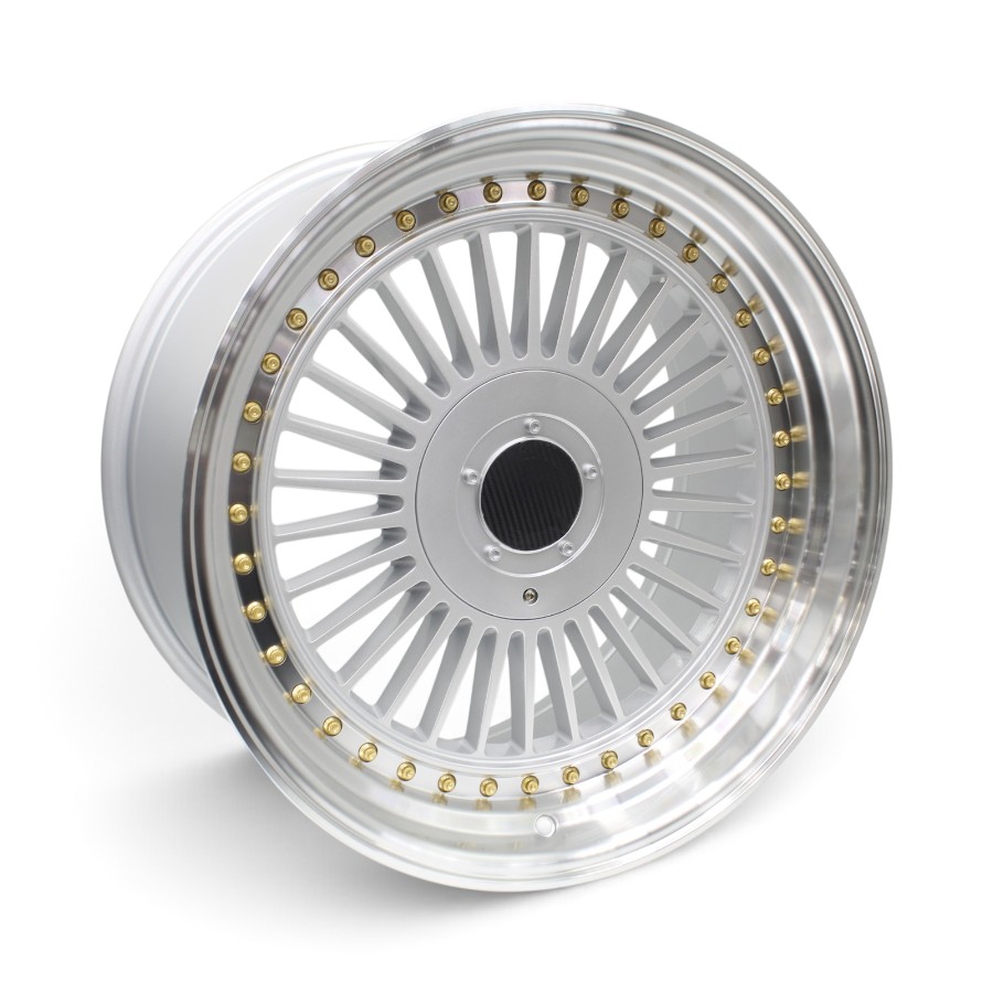 ZAR2604-204-205 19 19" CW-2604 5x112 & 5x120 Silver with Gold Rivets Alloy Wheels - Image 1