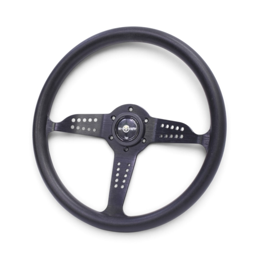 AK-8794-BK GripForge 350mm Anodized Black 3-Spoke Sport Steering Wheel - Image 1