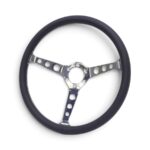 GripForge 350mm Black and Chrome 3-Spoke Sport Steering Wheel