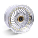 17" CW-1213 4x100 & 4x114 Silver Machine Face with Gold Rivets Alloy Wheels