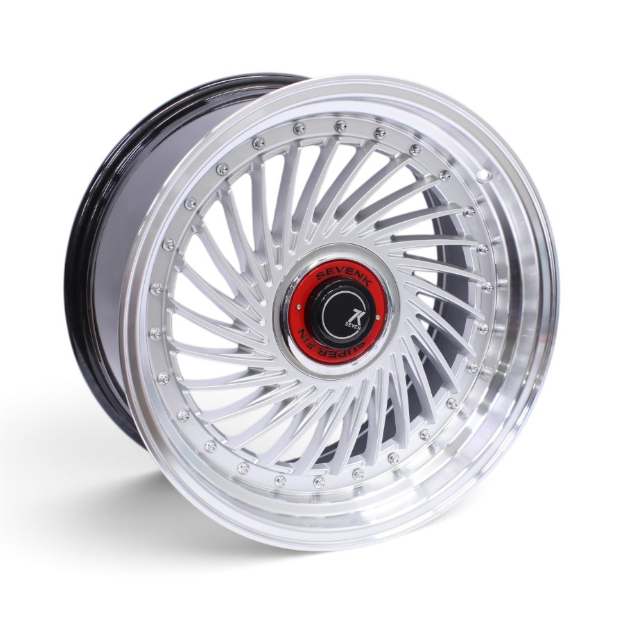 1213 F 17 17" CW-1213 4x100 & 5x100 Silver Machine Face with Silver Rivets Alloy Wheels - Image 1