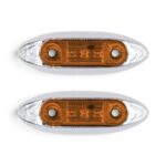 Universal Cressida Orange & Chrome Oval LED Side Marker - 100x33mm (Pair)