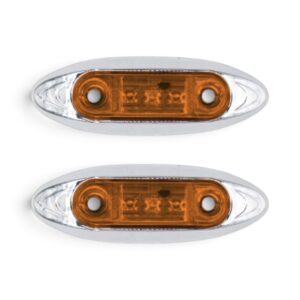 Universal Cressida Orange & Chrome Oval LED Side Marker - 100x33mm (Pair)