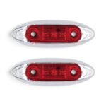 Universal Cressida Red & Chrome Oval LED Side Marker - 100x33mm (Pair)