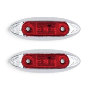 Universal Cressida Red & Chrome Oval LED Side Marker - 100x33mm (Pair)
