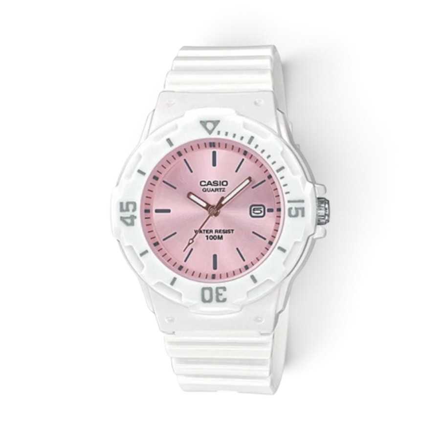 LRW-200H-4E3VDF Casio LRW-200H-4E3VDF Whit e& Pink Analog Sports Watch with Rotating Bezel - Image 1