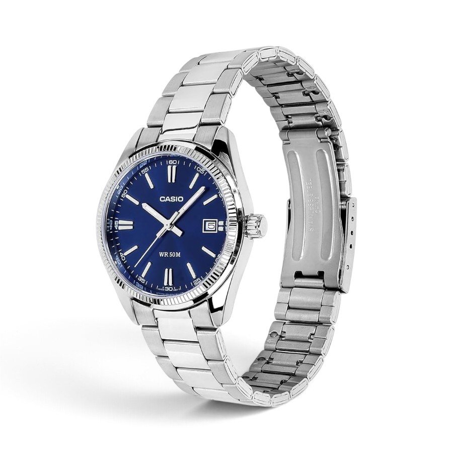 UTP-1302PD-2A1VDF Casio UTP-1302PD-2A1VDF Analog Stainless Steel Watch with Blue Dial - Image 1