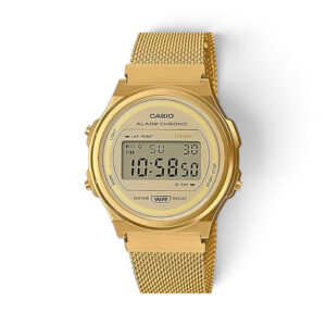Casio A171WEMG-9ADF Vintage Gold Digital Watch with Mesh Band
