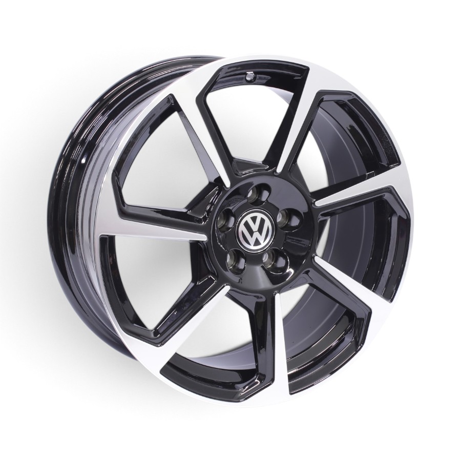 YF7070 17 17" QS-7070 5x100 Black Machine Face Alloy Wheels - Image 1
