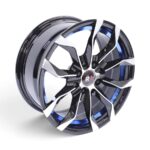15" DX151 4x100 & 4x114 Black Machine Face with Blue Undercut Alloy Wheels