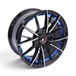 15" DX244 4x100 & 4x114 Black Machine Face with Blue Undercut Alloy Wheels
