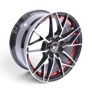15" DX245 4x100 & 4x114 Black Machine Face with Red Undercut Alloy Wheels