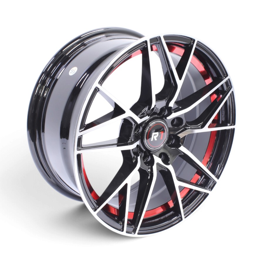 DX245 BMFR 15" DX245 4x100 & 4x114 Black Machine Face with Red Undercut Alloy Wheels - Image 1